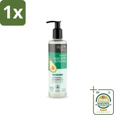1 x Organic Shop - Natural Repairing Shampoo - Avocado & Honey - Hydraterend en Herstellend - 280 ml- Herstel Haar - Voedend Haar - Avocado Shampoo - Honing Shampoo - Droog Haar