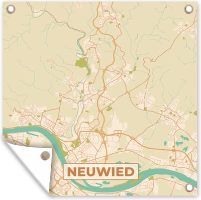 Tuin poster Neuwied - Plattegrond - Kaart - Vintage - Stadskaart - 200x200 cm - Tuindoek