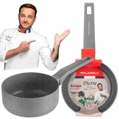 Florina Pierre Gietaluminium Steelpan - 16 cm - 1,2L - Geschikt voor Gas, Inductie, Elektrisch en Keramisch Fornuis - Soft Touch Handgreep - Antiaanbaklaag - Grijs