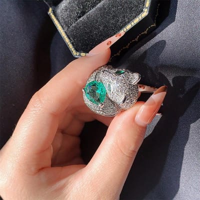 Bague Ouverte Renard Médiéval Français Sertie de Diamants pour Femmes Bagues Animalières Bijoux en Zircon Européens et Américains Adjustable opening