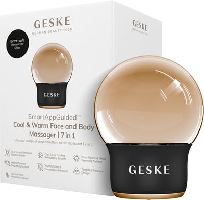 GESKE SmartAppGuided™ Cool & Warm Face & Body Massager | 7 in 1 | Multifunctioneel massageapparaat | Gezicht & Lichaam | Batterijloos koelen en warmen | Verstevigt en ontspant | Bolvormig