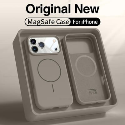 Magnetische Originele Vloeibare Siliconen Hoesje Voor iPhone 12 13 14 15 16 17 Pro Max Voor Magsafe Hoesjes Voor iPhone 17 Air Phone Achterkant iPhone 14 Pro Max gray