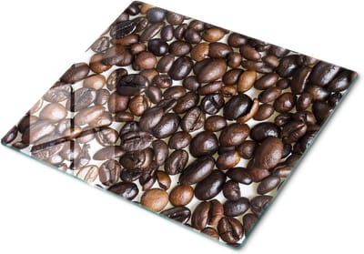 Glazen Snijplank - Keukenblad Beschermer - Aanrecht Beschermen - Hittebestendig Oppervlak - 60x52 cm - Koffiebonen