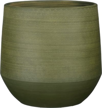 Mica Decorations Plantenpot - terracotta - donkergroen relief - D37/H34 cm - bloempot