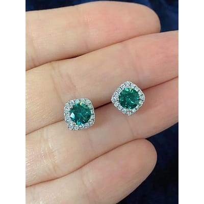 Massief Sterling Zilver Lab Blauwgroen Moissaniet Diamant Oorknopjes voor Vrouwen Super Glanzende Bruiloftsjuwelen Cadeaus gray
