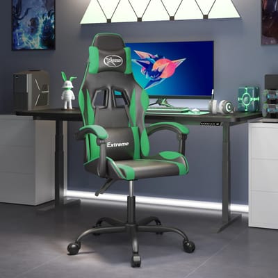 vidaXL - Gamestoel - kunstleer - zwart - en - groen