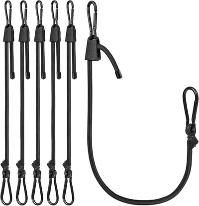 Verstelbare Bungee Cords met Haak, 6 Stuks 8mm x 90cm, Sterke Rubber Bungee Straps voor Fietsen, Kamperen en Buitenactiviteiten