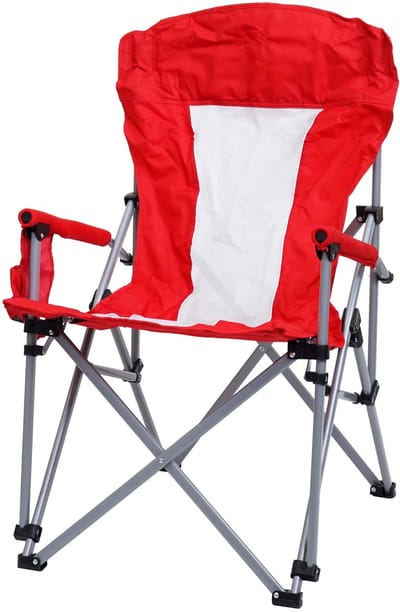 Campingstoel MCW-L50, klapstoel, vissersstoel, regisseursstoel, afwasbare beschermhoes van staal en stof/textiel ~ rood