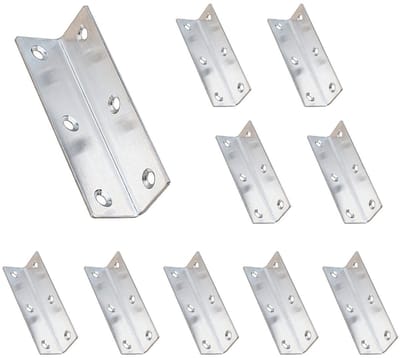 Allecto - Hoekbeugel - Roestvrijstalen meubelsteun - Sterke verbinding - Zilver - L-vormige bevestiging - Ideaal voor meubelhoeken - 10 stuks