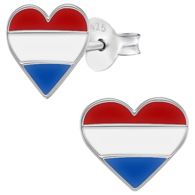 WeLoveSilver - Zilveren oorstekers kinderen - Hart met vlag