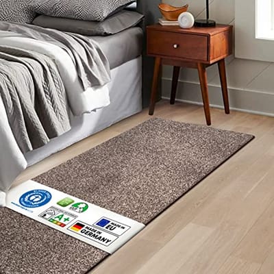 Velvet Bed Runner - Fluffy Carpet Runner for Bedroom and Living Room (80 x 120 cm, Brown)