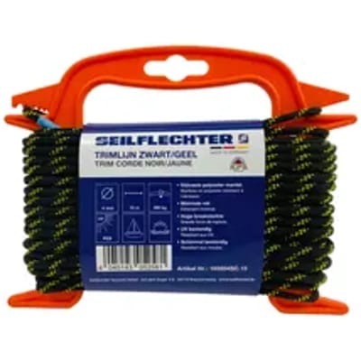 Seilflechter Gevlochten Surflijn Zwart/geel – 4 Mm X 15 M Op Rol