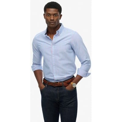 Superdry Klassiek Oxford Overhemd met Lange Mouwen Blue Grootte: Xxl