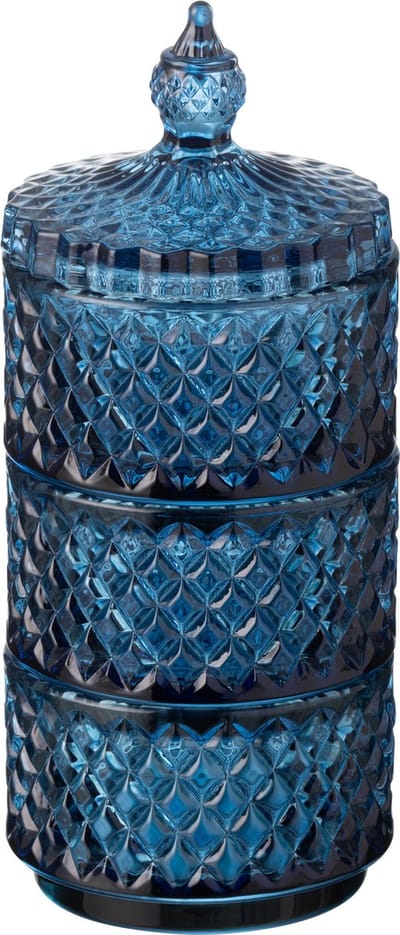 J-Line voorraadpot 3 lagen - glas - blauw