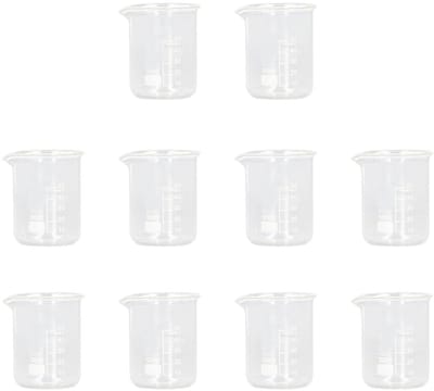 SnelShoppen - Laboratoriumglasbekers 50 ml - 10 Stuks Hitte- en Chemicaliënbestendig Borosilicaatglas voor School en Thuislaboratorium