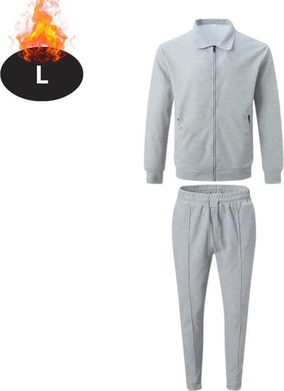Nivard Joggingpak - Huispak - Volwassenen - Trainingspak - Comfortabel - Joggingsbroek - Tracksuit - Heren - Rits - Grijs - L