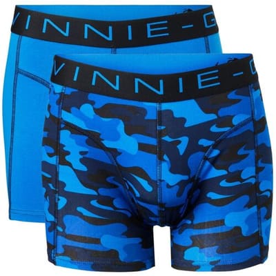 Vinnie-G Boxershorts 2-pack Black /Blue Army Combo - Maat S - Heren Onderbroeken Blauw/Legerprint - Geen irritante Labels - Katoen heren ondergoed