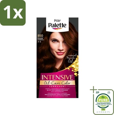 1 x Poly Palette - Haarverf - Mokka Bruin 850 - 115ml - Haarverf - Bruine Haarverf - Mokka Bruin - Grijsdekking - Marula Olie