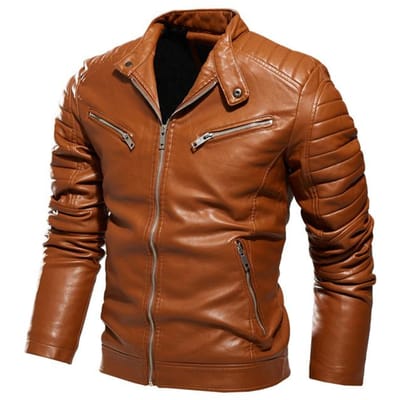 Herenleren Jas Effen Kleur Heren PU Leren Jas Fleece Herenjas 3XL