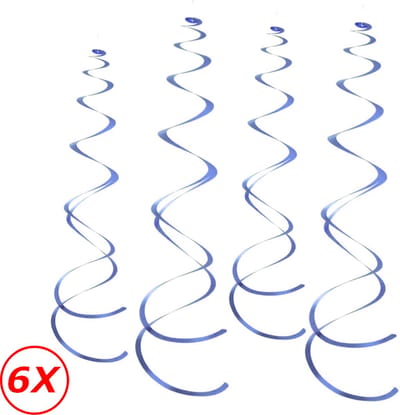 Blauwe Swirl Slingers Babyshower Swirl Gender Reveal Hangdecoratie Verjaardag Versiering Feest Versiering Blauw - 6 Stuks