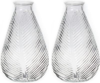 Bellatio Design Bloemenvaas - 2x - helder transparant glas - D14 x H23 cm - vaas