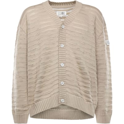 mm6 man beige vest maison met knopen
