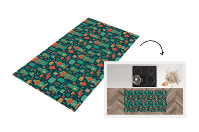 Keukenloper - Loper keuken - Patroon - Robot - Skateboard - 120x60 cm - Keukenloper vinyl