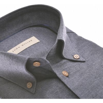 John Miller Overhemd Slim Button-Down Cotton Flanel Navy / male