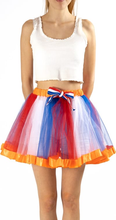 KIMU® Tutu Oranje Nederlandse Vlag Petticoat - Maat 68 74 80 86 92 98 - Tule Rokje Rood Wit Blauw Baby Peuter Rok - Holland Nederland Festival