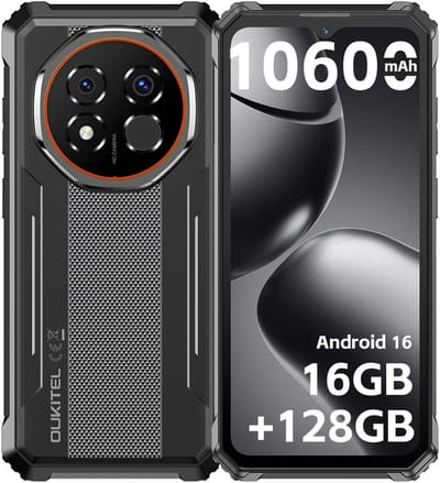 Rugged Smartphone - OUKITEL G6 - 2026 nieuw telefoon - 16GB RAM - 128GB ROM - 6,52 inch - 10600 mAh - Android 16 - IP68/IP69K Outdoor telefoon - NFC GPS - Zwart