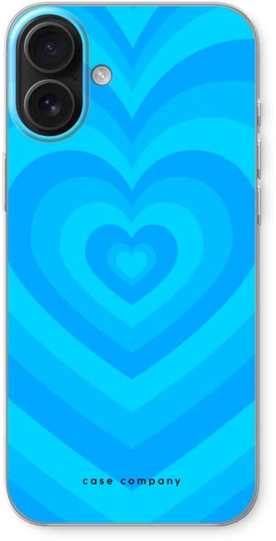 Case Company® - Hoesje geschikt voor iPhone 16 Plus hoesje - Hart Blauw - Soft Cover Telefoonhoesje - Bescherming aan alle Kanten en Schermrand