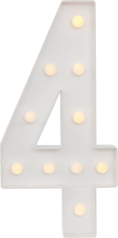 Lichtgevende cijfers - Cijferlamp – Voor Verjaardag, Jubileum & Bruiloft – 100x48 cm – Cijfer 4