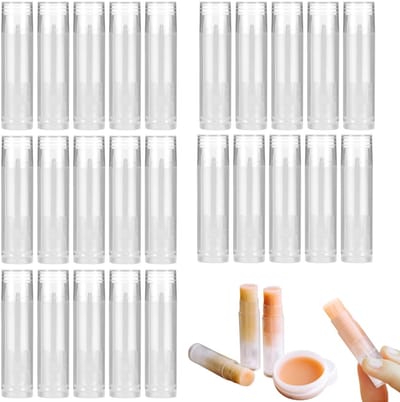 25 stuks Lege lipsticktubes - Lipstickvormen - Lipglosstubes - Lippenstiftbuisjes - Lipstickvulvormen - Lippenstiftverpakking tube - Lipstickdoseergereedschap - Draaibaar ontwerp - Voor parfumbalsem, lipsticks, lippenstiften (5 ml - Transparant)