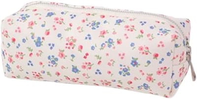 Florale Corduroy Pennenzak met Ritssluiting - Lichtgewicht Make-up Tas voor School en Reizen