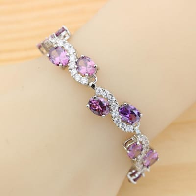 Bracelet de luxe en zircone multicolore Dubaï pour femmes Bijoux de mariage Cadeau d'anniversaire beige