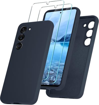 Shockproof Backcover - Liquid Silicone Soft Hoesje + 2x Screenprotector - Geschikt voor: Samsung Galaxy A35 - Navy Blauw