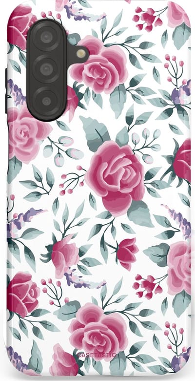 Casetastic Hoesje Geschikt voor Samsung A26 - Stijlvolle Beschermende Duo-layer Case - Paarse Bloem Pracht