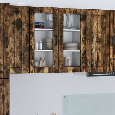 vidaXL - Wandglas - Kasten - LUCCA - Gerookt - eiken - 80 - x - 31 - x - 80 - cm