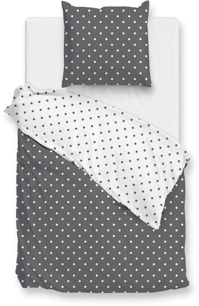 Zohome Dekbedovertrek Punta Di Cotone - Grijs - Eenpersoons - Dekbedhoes van 100% Katoen - Punten - 140x220 + 1 sloop 60/70 cm