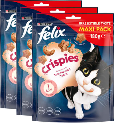 Felix Crispies Zalm - Multipack - Kattensnack - 540g (3x180g)