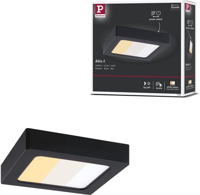 LED-paneel Abia 2 White Select Schemergestuurde bewegingsmelder (HF) hoekig 170x170 mm 9,5W 1100lm White Select Zwart