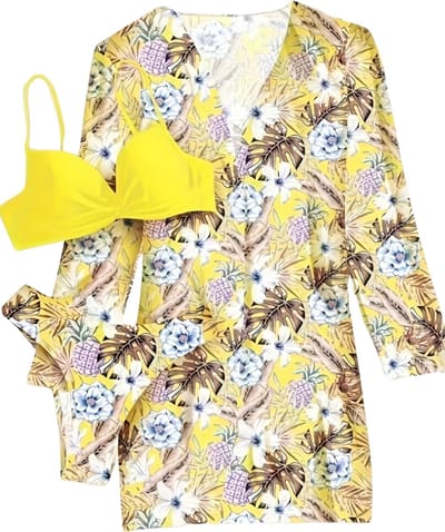 Bovista Bikini Set Dames - Strandjurk - Volwassenen - Strandtuniek - Blouse - Geel - Maat S
