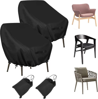 Dailygoods- Tuinstoelhoes Waterdicht - 2-delige Beschermhoes - Afdekking voor Tuinstoelen - 210D Oxford-stof - Balkonstoelen (97 x 89 x 74 cm) - Duurzaam - Tuinstoelbescherming