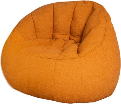 Bouclé Terracotta Armchair - Luxe Fauteuil met Hoog Rugleuning - Premium Gehaakte Zitzak met Foam Parel Vulling - Ideaal voor Woonkamer en Slaapkamer - Verstelbare Zitcomfort