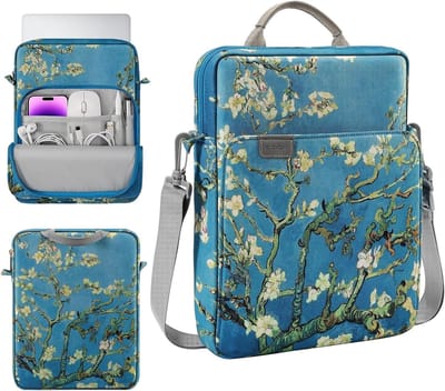 Laptop Sleeve Bag voor 13.3-14 Inch Laptops, Geschikt voor MacBook Pro en Air, Met Schouderband en Handvat, Apricot Flower Design