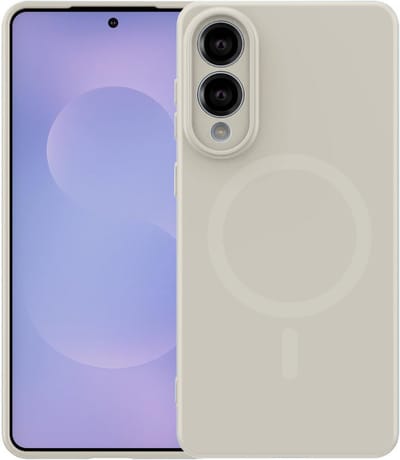 Stravo Hoesje Geschikt voor Samsung Galaxy S25 Edge – Siliconen Cover Hoes met MagSafe – Slank & Lichtgewicht – Schokbestendig – Anti-Fingerprint – Siliconen Case voor Samsung Galaxy S25 Edge - Starlight