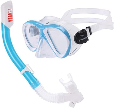 Snorkelset Kinderen - Duikbril met snorkel - Onderwater ontdekken - Speciaal voor smallere gezichten - Vanaf 8 jaar - Blauw/Wit