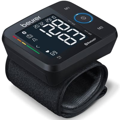 Beurer BC 54 Bloeddrukmeter pols - Inflation Technology: meet al tijdens oppompen - Bluetooth® - HealthManager Pro app - Manchet pols 13,5-21,5 cm - Onregelmatige hartslag - Risico-indicator - 2 Gebruikersgeheugen - Incl. batterijen - 5 Jaar garantie