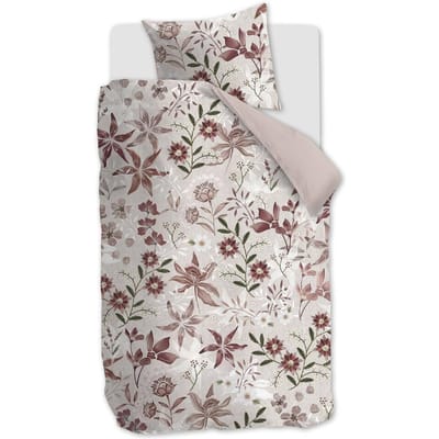 Riviera Maison Floral Flowers dekbedovertrek - Eenpersoons - 140x200/220 - Rood