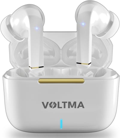 Voltma Sky Beats Draadloze Oordopjes - Oortjes draadloos - Bluetooth 5.3 - IPX4 waterdicht - ENC Noise cancelling - Earpods - Wireless Earbuds Met 4 Microfoons en 8 uur Speeltijd - Bluetooth Oordopjes Compatibel met IOS en Android (Glanzend Wit)